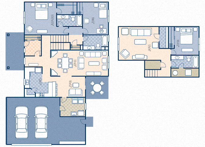 Floor plan for 3 beds, 3 baths, 2346 sqft